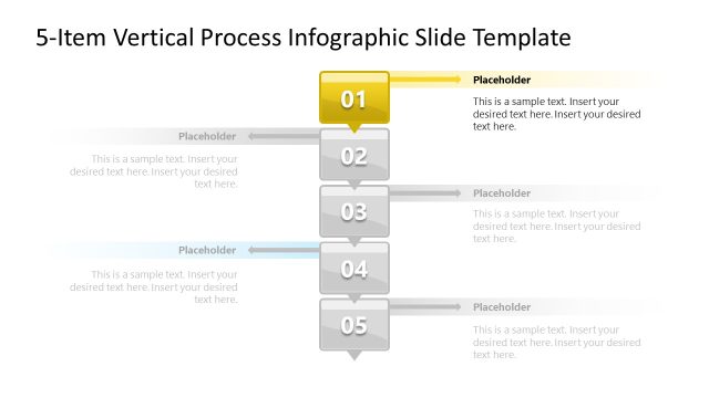 Stage One Slide – 5-Item Vertical Connected Process PPT Template