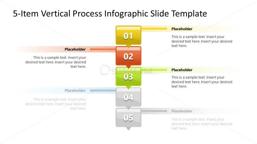5-Item Vertical Connected Process Diagram Template for PowerPoint