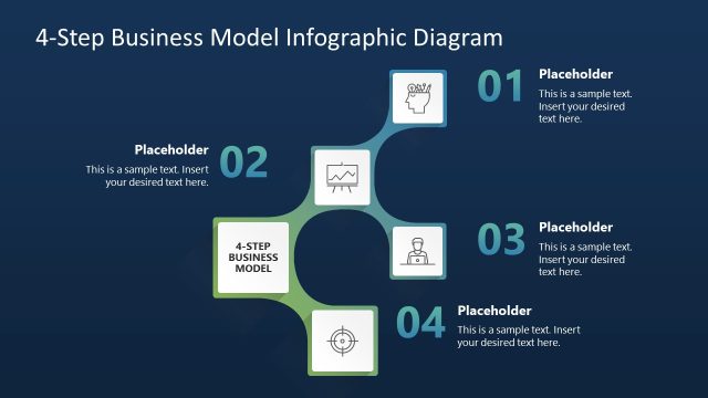 Dark Background Slide – 4-Step Business Model Infographic PPT Template