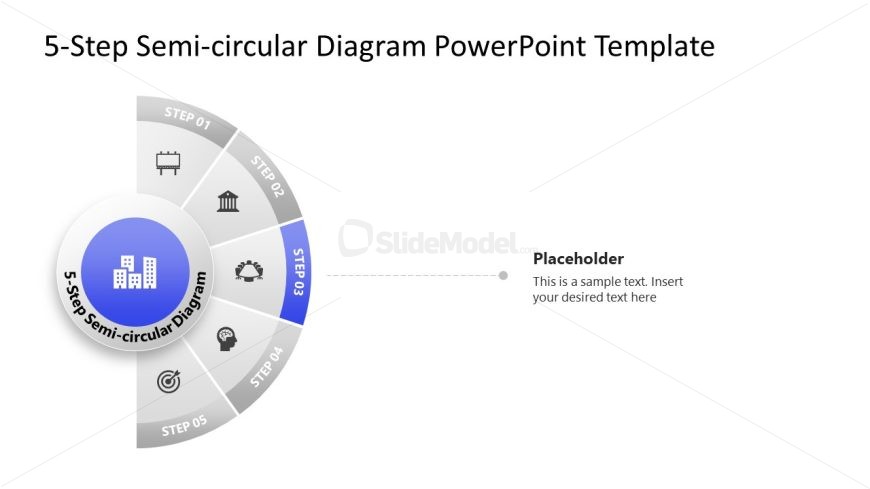 5-Step Semi Circular Diagram Template Slide