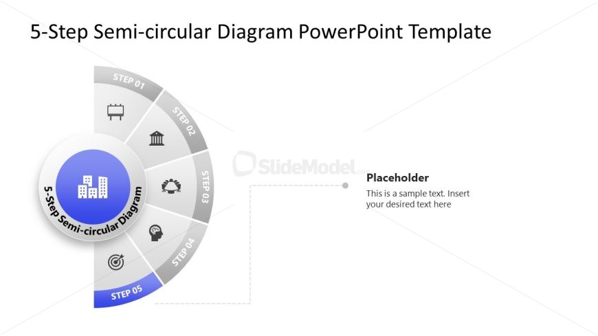 Spotlight Slide - 5-Step Semi Circular Diagram Template