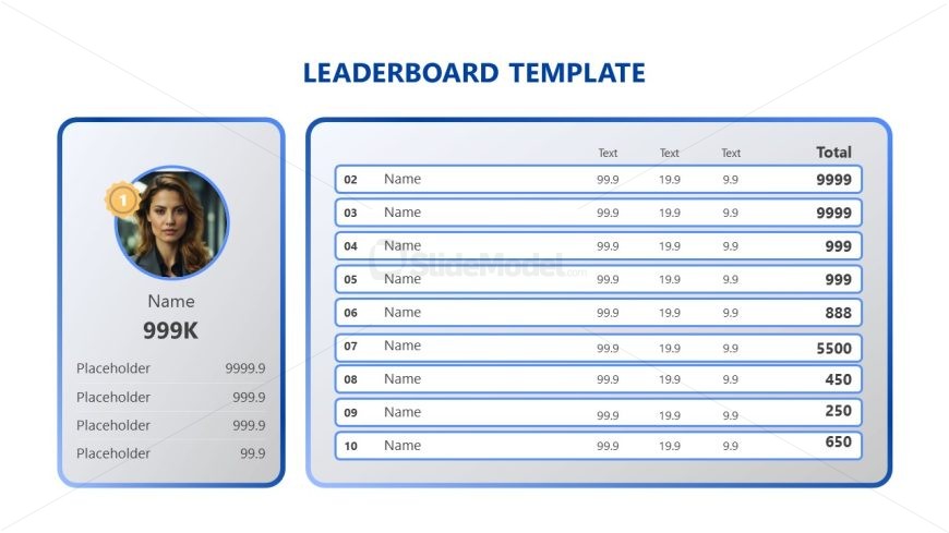 10-Person Leaderboard PPT Template Slide
