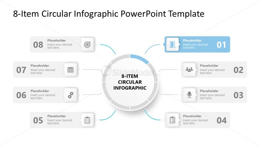 Customizable 8-Item Circular Infographic PPT Template