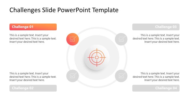 Editable 4-Step Challenges PPT Template