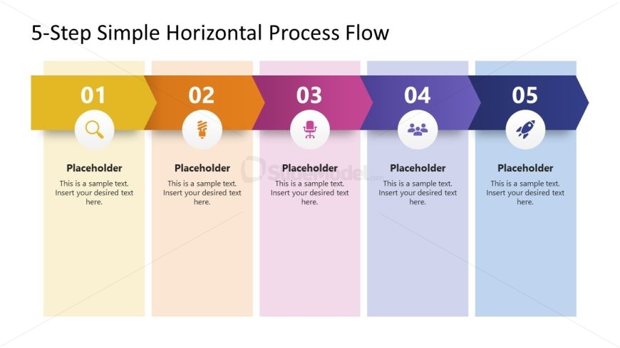 5-Step Simple Horizontal Process Flow Template for PowerPoint