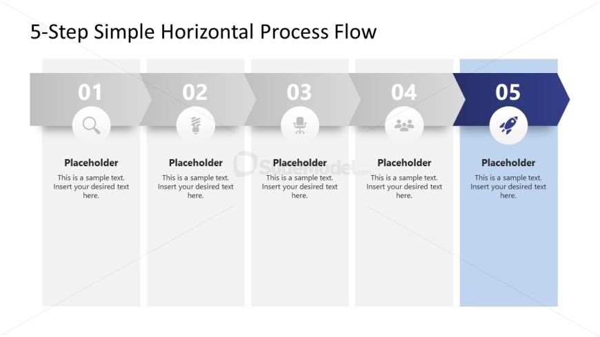 Engaging 5-Step Simple Horizontal Process Flow PPT Template