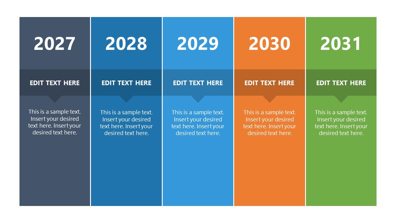 Horizontal 5-Year Infographic PowerPoint Template