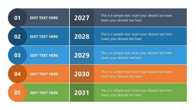 Horizontal 5-Year Infographic PPT Slide Template
