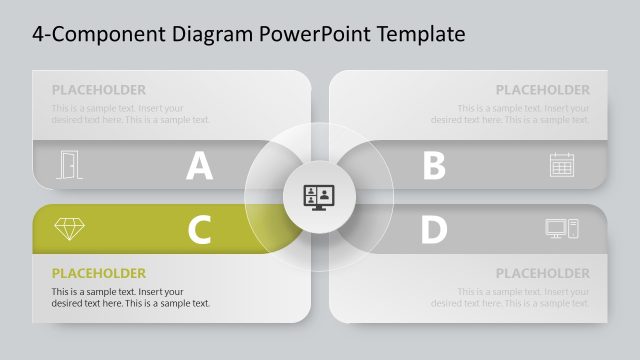 4-Component Diagram Template PPT Slide