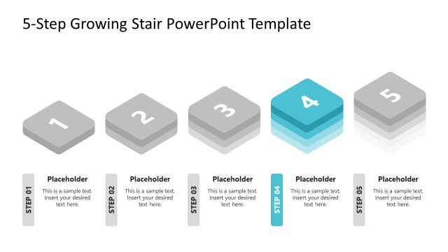 Customizable 5-Step Growing Stair Template PPT Slide