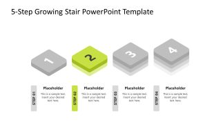 Spotlight Slide - 4-Step Growing Stair Diagram Template 