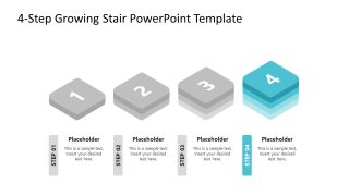 Spotlight Effect Slide - 4-Step Growing Stair Diagram 