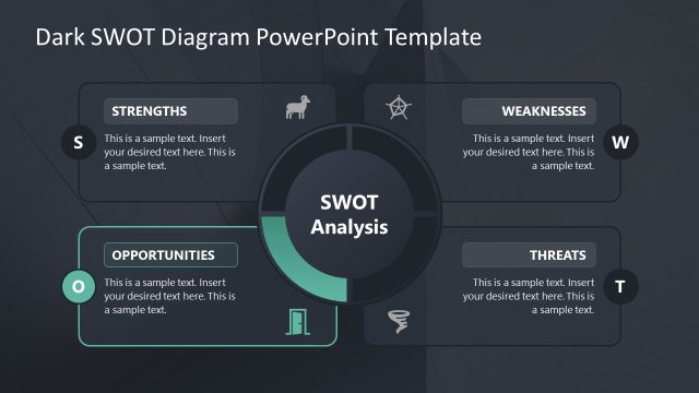 Opportunities PPT Slide – Creative Dark SWOT Analysis Presentation