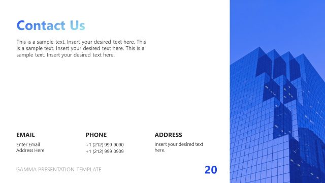 Contact Us Slide – Gamma Template for PowerPoint