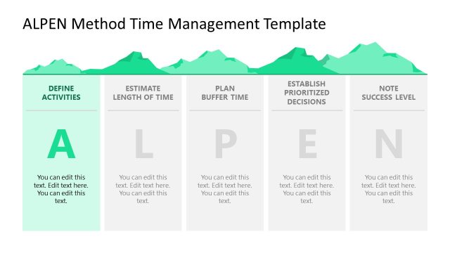 Define Activities PPT Slide – ALPEN Method Time Management Template