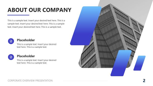 About Our Company Slide – Blue Corporate Overview PPT Template