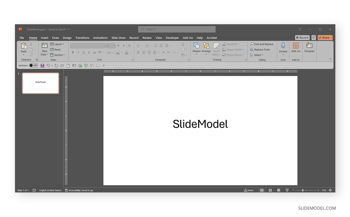 PowerPoint dark gray theme