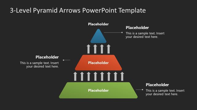 Editable 3-Level Pyramid Arrow PPT Template