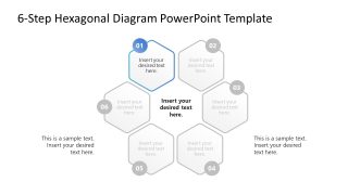 Editable 6-Step Hexagonal Diagram PPT Template