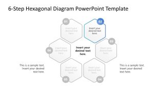 Customizable 6-Step Hexagonal Diagram PPT Template