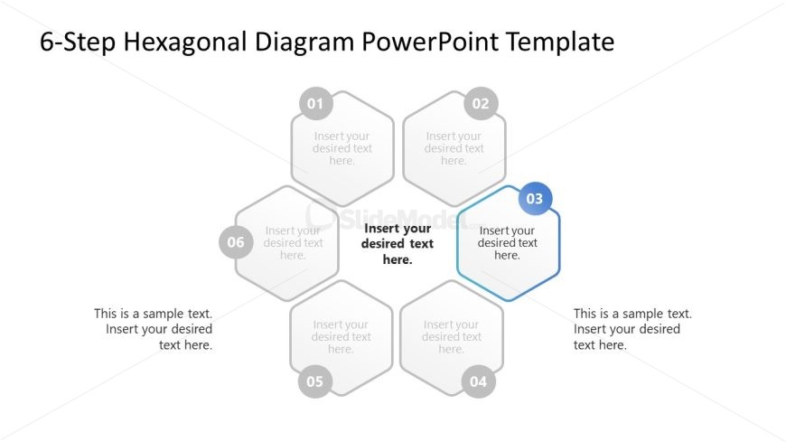 6-Step Hexagonal Diagram Slide with Placeholder Text