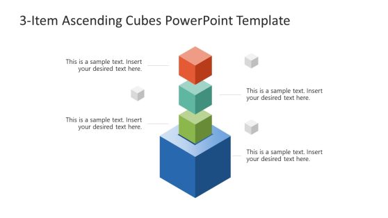 3-Item Ascending Cubes PowerPoint Template