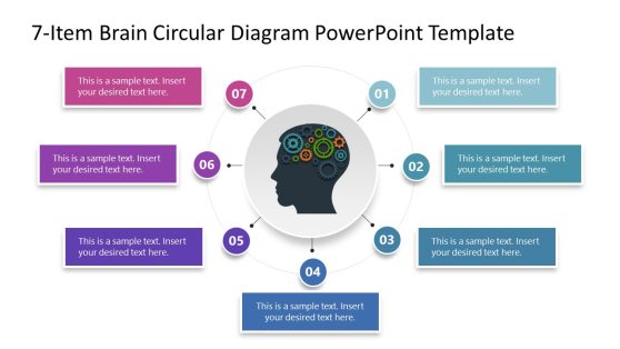 Customizable 7-Item Brain Circular Diagram Template