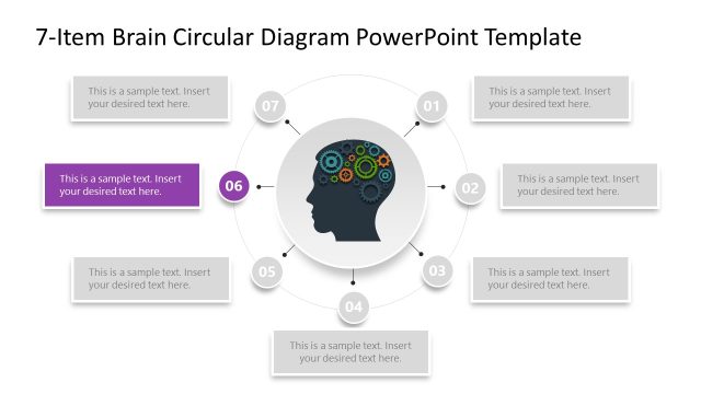 7-Item Brain Circular Diagram Slide Template