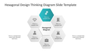 6-Item Hexagonal Design Thinking Diagram PPT Layout 