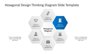 Engaging 6-Item Hexagonal Design Thinking Slide Template