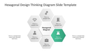 Creative 6-Item Hexagonal Design Thinking Diagram with Spotlight Effect 