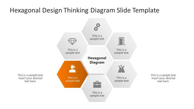 Editable 6-Item Hexagonal Thinking Diagram PPT Template