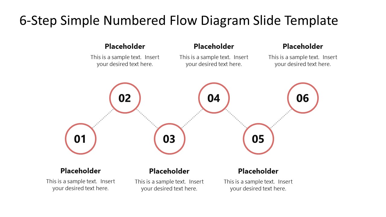 6-Step Simple Numbered Flow Diagram Presentation Template