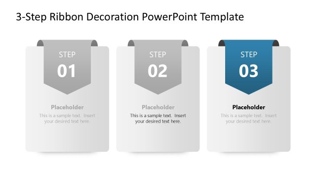 3-Step Ribbon Decoration PowerPoint Slide