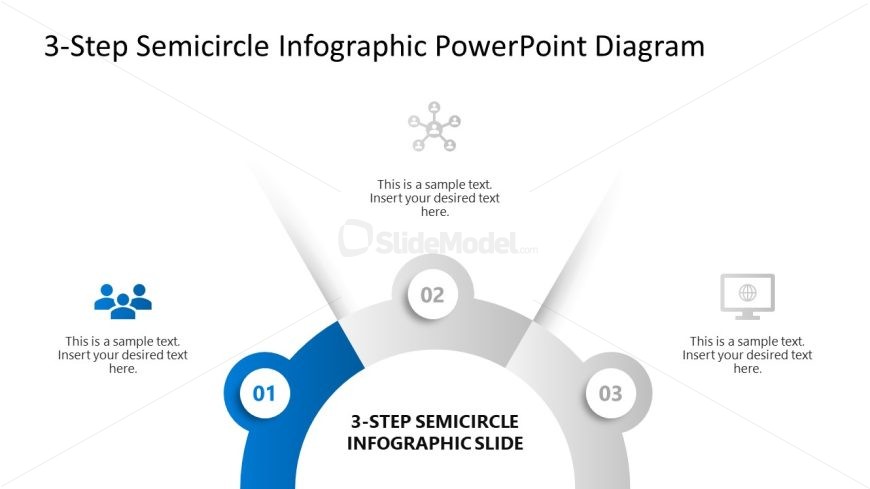 3-Step Semicircle Infographic Template Diagram for Presentation