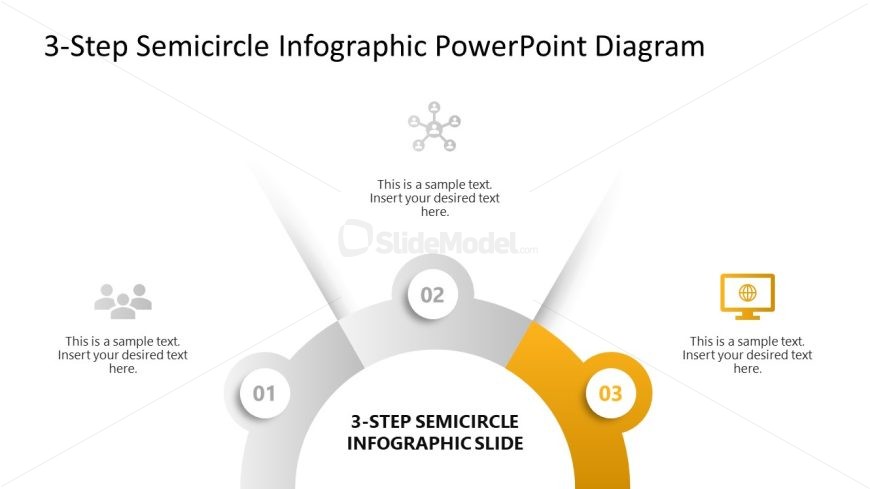 Customizable 3-Step Semicircle Infographic PPT Diagram