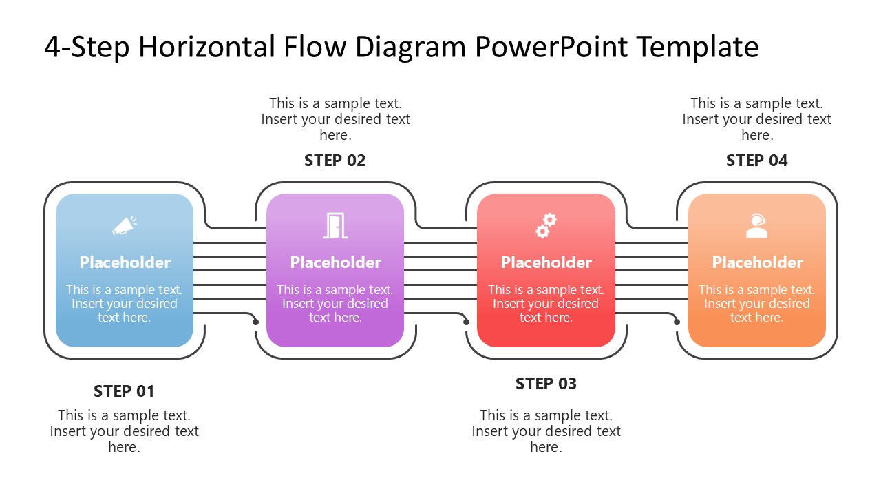 4-Step Horizontal Flow Diagram Presentation Template