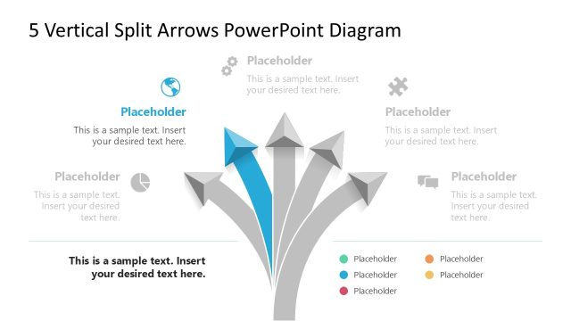 Customizable 5 Vertical Split Arrows PPT Template