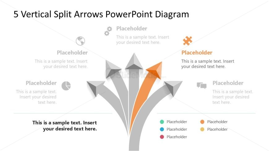 5 Vertical Split Arrows Template for Presentation