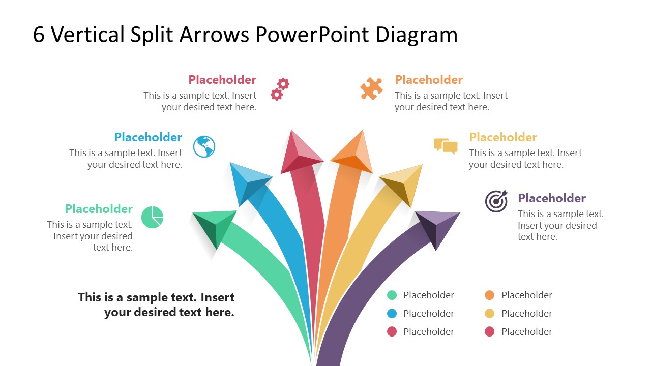 6-Vertical Split Arrows Diagram Slide 