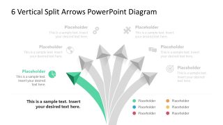6-Vertical Split Arrows Diagram PPT Template 