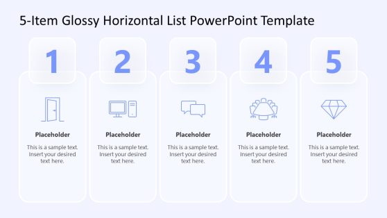 Cover Slide - 5-Item Glossy Horizontal List Template 