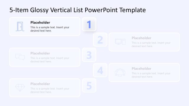 5-Item Glossy Vertical List Presentation Slide