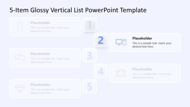 5-Item Glossy Vertical List Template for PowerPoint
