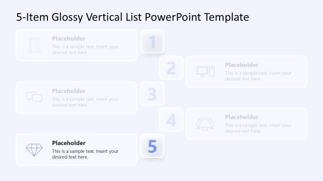 5-Item Glossy Vertical List Slide Template