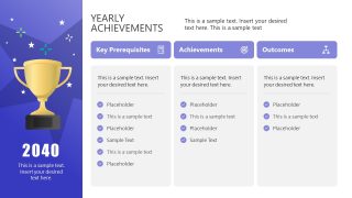 Yearly Achievements PowerPoint Template with Trophy Diagram
