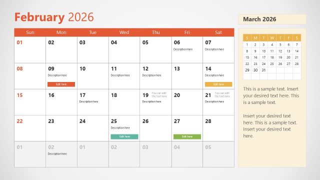 February Slide – Calendar PowerPoint Template