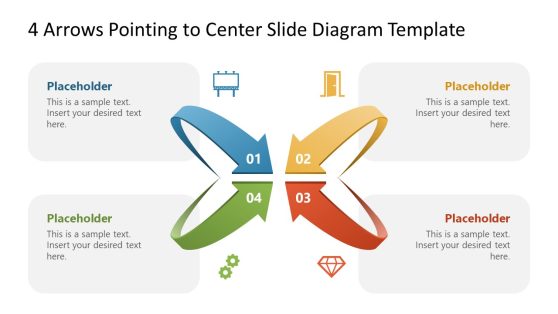 Editable 4 Arrows Pointing to Center PPT Template