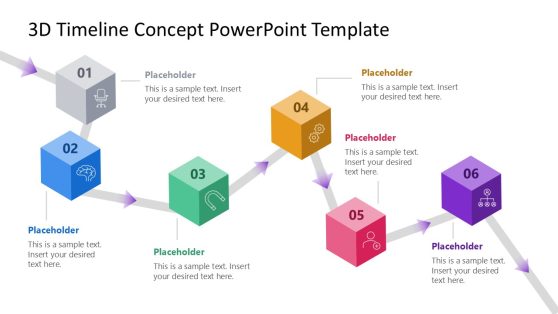 6-Item 3D Timeline Concept PowerPoint Template