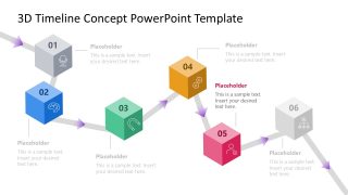 Stage 5 Focus Slide - 6-Item 3D Timeline Concept Slide 